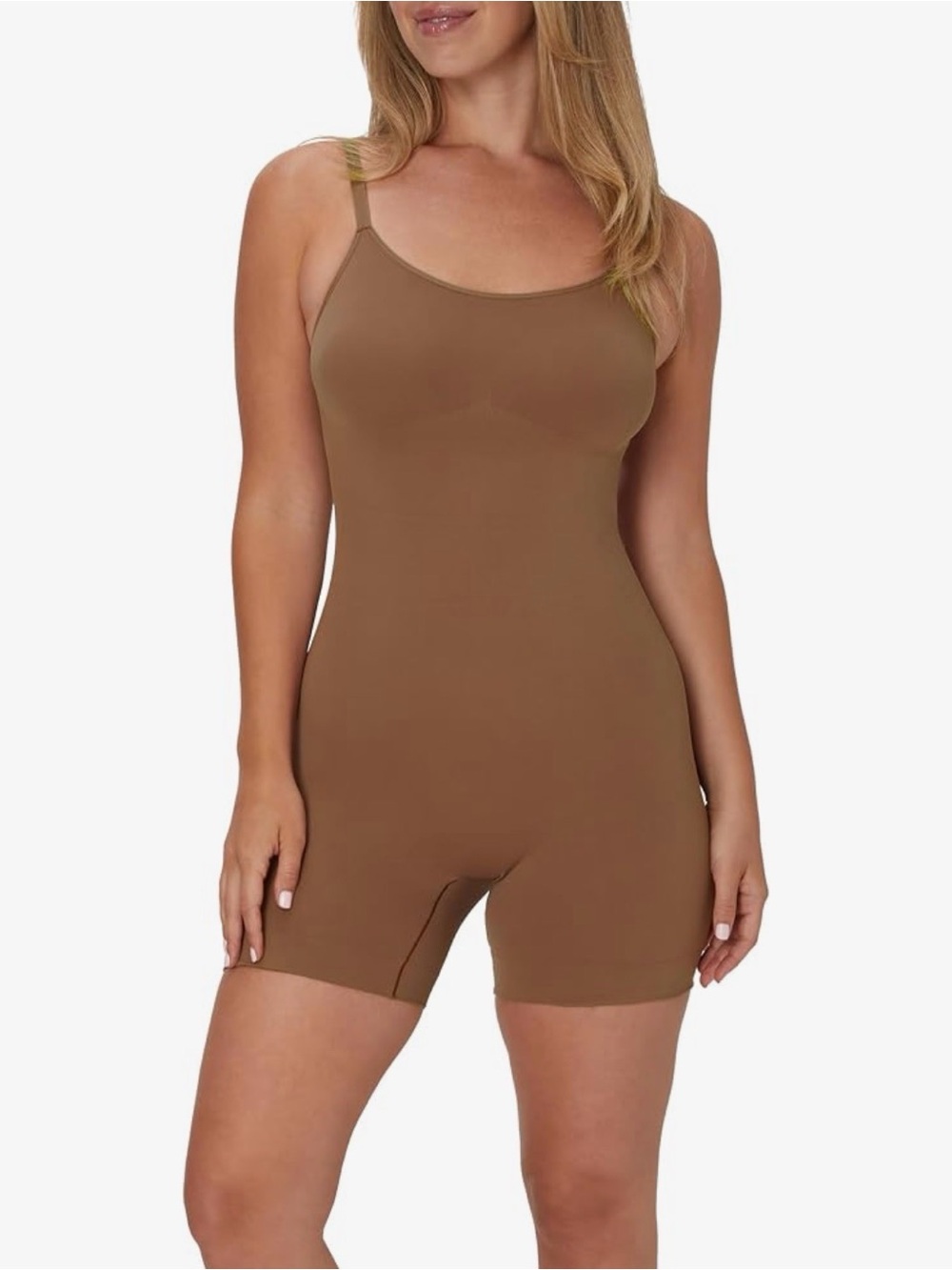 Maidenform Seamless Mid-Thigh Tummy Control Shapewear Bodysuit Brown Size L